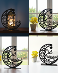 Minimalist Wooden Eid Mubarak Crescent – Table Decor