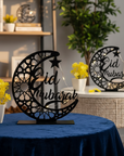 Minimalist Wooden Eid Mubarak Crescent – Table Decor